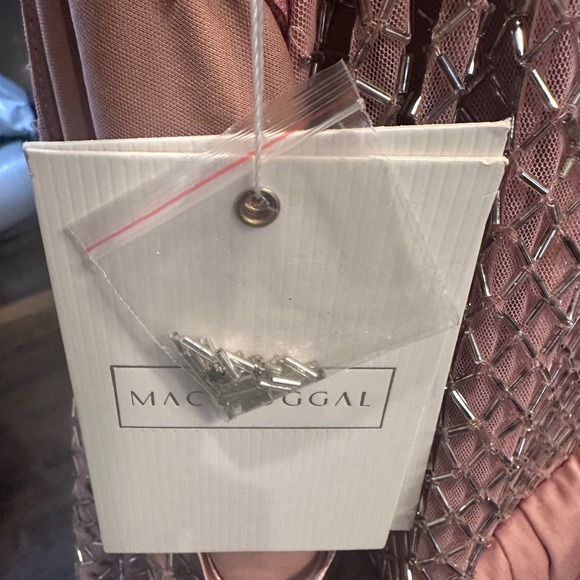 Mac Duggal Beaded Lattice Gown 93787 Rose Pink V-Neck Maxi Dress Womens 12 NEW - Picture 10 of 11